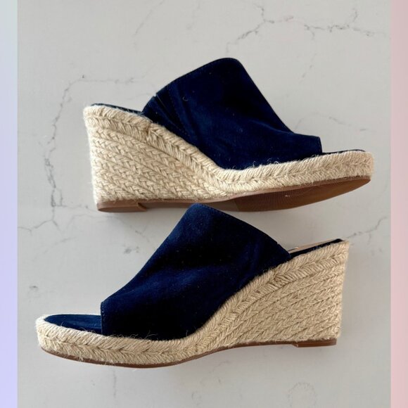 Stuart Weitzman Espadrille Navy Wedge Sandals – Size 8 - Picture 3 of 8